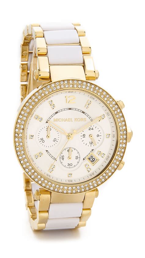 michael kors womens white watch|michael kors diamond watch women's.